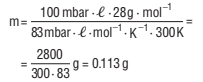 The mass of 100 mbar · l of nitrogen (N2) at room temperature (approx. 300 K)