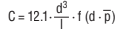 c = 12.1 ⋅ d³/I ⋅ f(d⋅p)